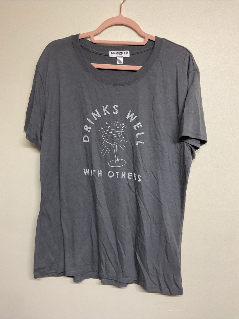 Sub_Urban Riot Gray 'Drinks Well With Others' Graphic Tee